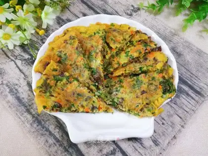 Three-colour vegetable fried eggs