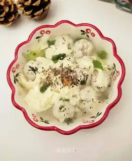 Potato chicken meatball soup