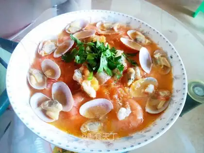 Fresh ketchup and seafood