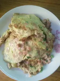 Ham sausage fried eggs