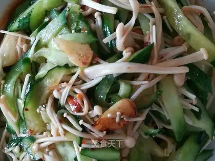 cucumber fried golden mushrooms