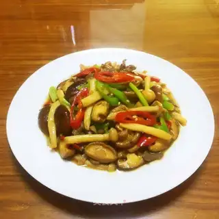 Double mushroom fried meat