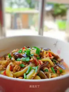 Meat and eggplant