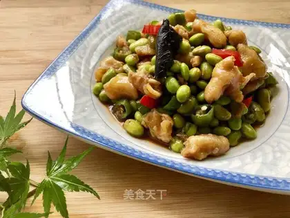 A chicken claw with beans