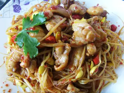 Spicy chicken with bean sprouts