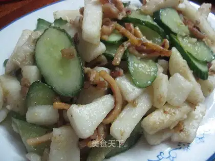 stir-fried squid with yam and cucumber
