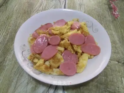 Ham sausage fried eggs