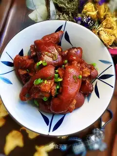 Red burning pig hoof
