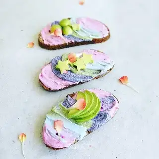 A colorful cashew shake