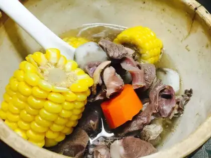 Corn carrot and pork heart
