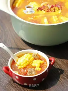 Tomato corn beef soup