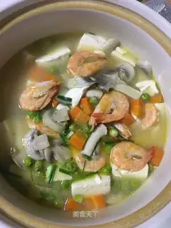 Five colours of shrimp tofu