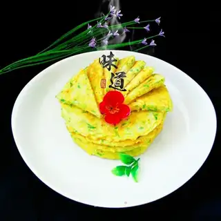 Corn paste cucumber omelet