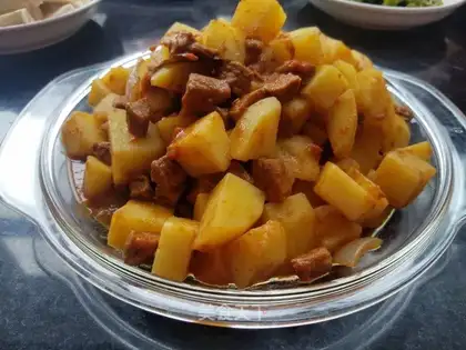 Cheese and potatoes and beef