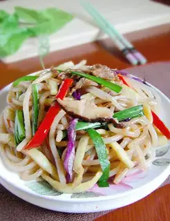 Colorful fried noodles