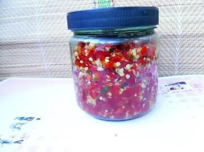 Marinated and chopped pepper