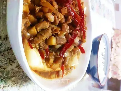 Steamed minced meat and tofu