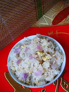 Fried rice with onion and egg