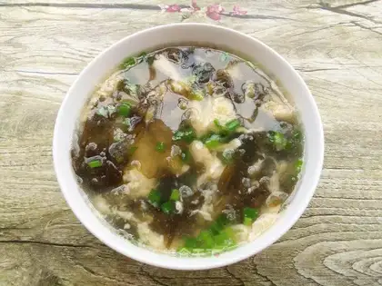 Purple egg soup