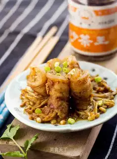 Golden pins and mushrooms and tea rolls