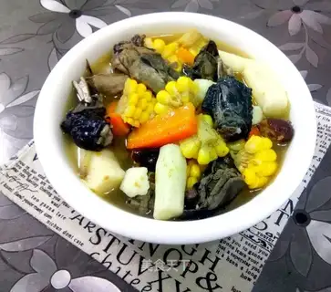 Corn carrot chicken soup