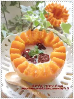 Stewed fresh milk with red dates and papaya