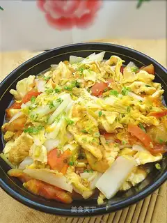 Braised egg skin with cabbage heart