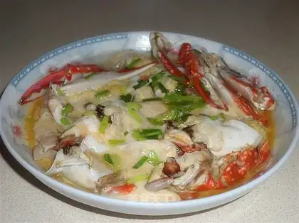 Crab in scallion oil