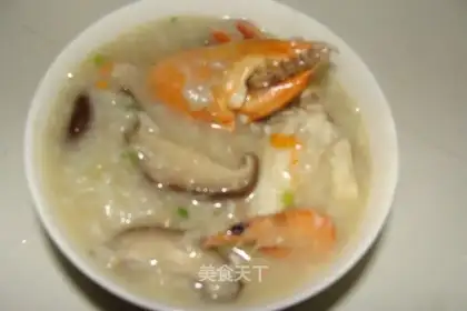 Cream crab fresh shrimp and mushroom porridge