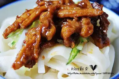 Sauteed noodles with duck sauce