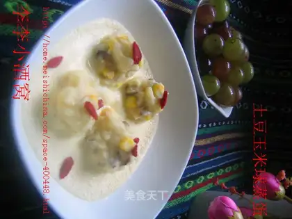 Steamed eggs with potatoes and corn balls