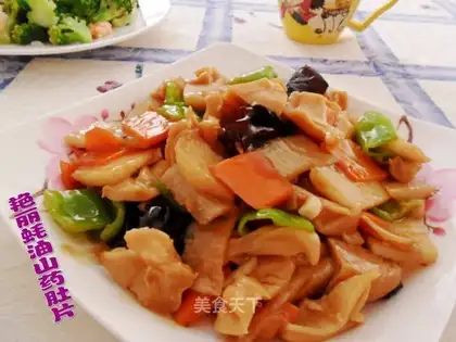 Chinese yam tripe slices in oyster sauce