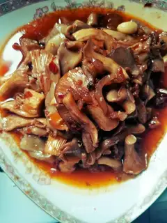 Red burning mushrooms