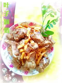 radish and fried meat