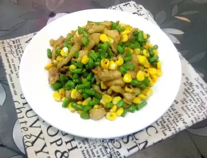 Corn bean fried meat