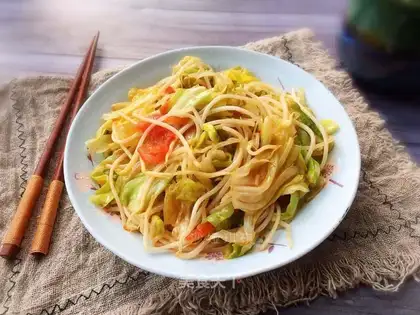 Tomato sprouts and cabbage