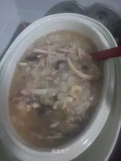 Shrimp congee for mushroom squid