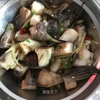 Steamed blue fish
