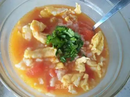 Eggs, red soup