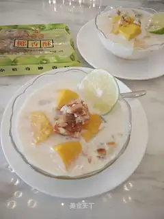 Coconut fruit and milk tea