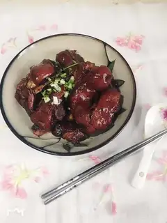 Red burning pig hoof