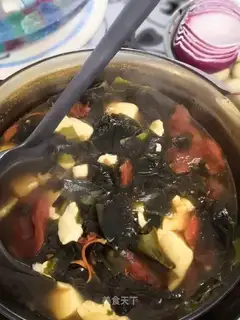 Seafood and tofu soup
