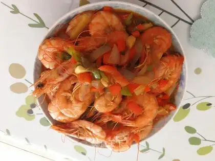 Red burning shrimp