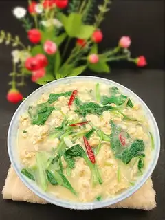 Roasted green vegetables with bean curd