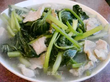 Sweet potato leaf meat soup