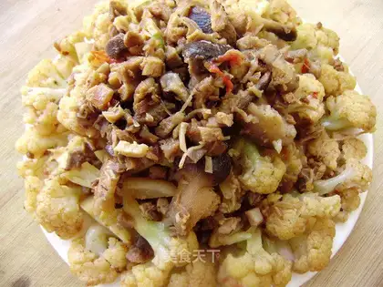 Minced pork, mushrooms, cauliflower