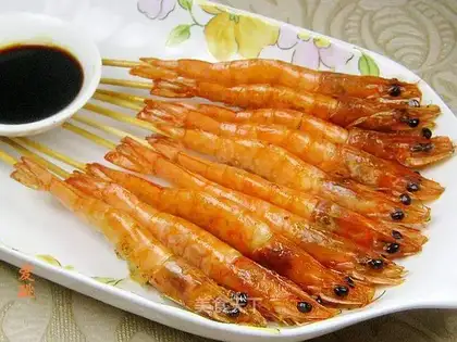 Prawn with bamboo stick