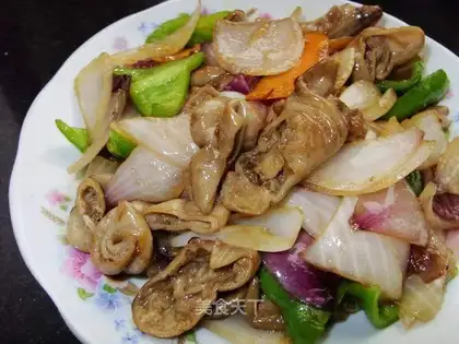 fried pork sausage with onions