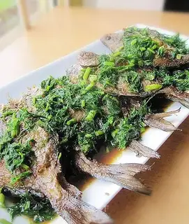 fried small sea fish with fennel