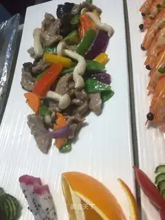 Onions, peppers, beef